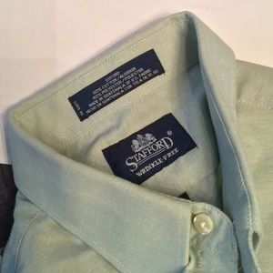 Stafford mint green button down short sleeve shirt